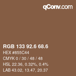 カラーコード: RGB 133 92.6 68.6 | qconv.com