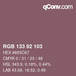 カラーコード: RGB 133 92 103 | qconv.com