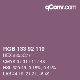 颜色代码: RGB 133 92 119 | qconv.com