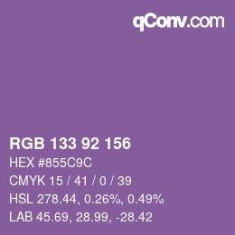 カラーコード: RGB 133 92 156 | qconv.com