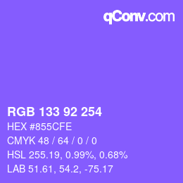 Color code: RGB 133 92 254 | qconv.com