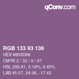 カラーコード: RGB 133 93 136 | qconv.com