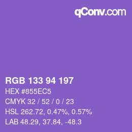 Farbcode: RGB 133 94 197 | qconv.com