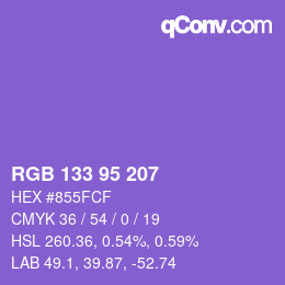 Color code: RGB 133 95 207 | qconv.com