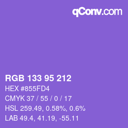 カラーコード: RGB 133 95 212 | qconv.com