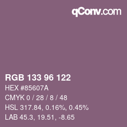 Color code: RGB 133 96 122 | qconv.com