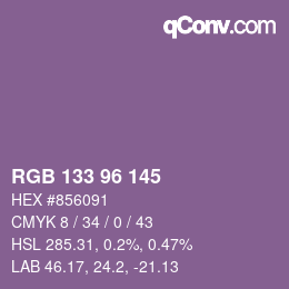 Color code: RGB 133 96 145 | qconv.com