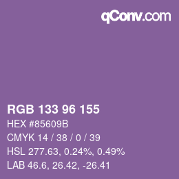 Farbcode: RGB 133 96 155 | qconv.com