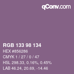 Farbcode: RGB 133 98 134 | qconv.com