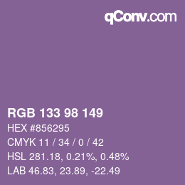 颜色代码: RGB 133 98 149 | qconv.com