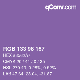 Farbcode: RGB 133 98 167 | qconv.com