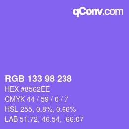 Color code: RGB 133 98 238 | qconv.com