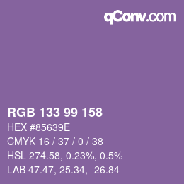 カラーコード: RGB 133 99 158 | qconv.com