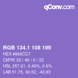 カラーコード: RGB 134.1 108 199 | qconv.com