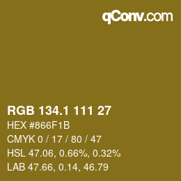 カラーコード: RGB 134.1 111 27 | qconv.com
