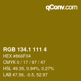 カラーコード: RGB 134.1 111 4 | qconv.com