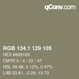 カラーコード: RGB 134.1 129 105 | qconv.com