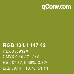 カラーコード: RGB 134.1 147 42 | qconv.com