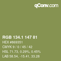 Color code: RGB 134.1 147 81 | qconv.com