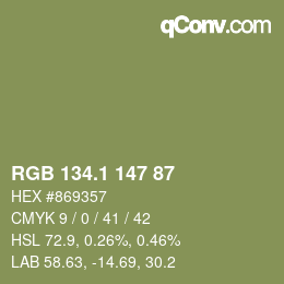 カラーコード: RGB 134.1 147 87 | qconv.com