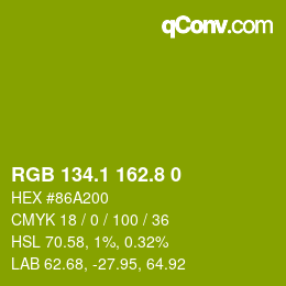 カラーコード: RGB 134.1 162.8 0 | qconv.com