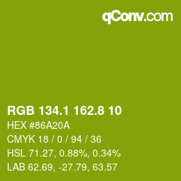 カラーコード: RGB 134.1 162.8 10 | qconv.com