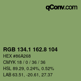 Color code: RGB 134.1 162.8 104 | qconv.com