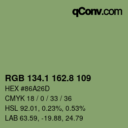 Color code: RGB 134.1 162.8 109 | qconv.com