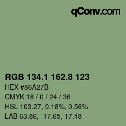 Color code: RGB 134.1 162.8 123 | qconv.com