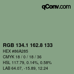Color code: RGB 134.1 162.8 133 | qconv.com