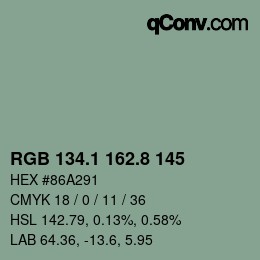 Color code: RGB 134.1 162.8 145 | qconv.com