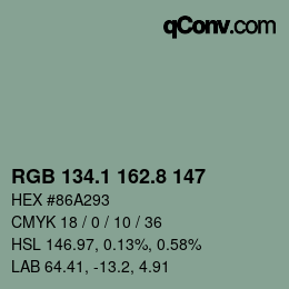 Farbcode: RGB 134.1 162.8 147 | qconv.com