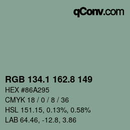 Color code: RGB 134.1 162.8 149 | qconv.com
