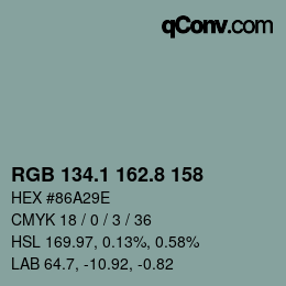 Code couleur: RGB 134.1 162.8 158 | qconv.com