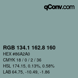 Color code: RGB 134.1 162.8 160 | qconv.com