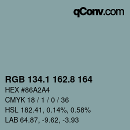 Farbcode: RGB 134.1 162.8 164 | qconv.com