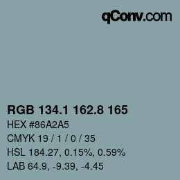 Color code: RGB 134.1 162.8 165 | qconv.com