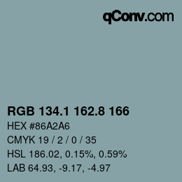カラーコード: RGB 134.1 162.8 166 | qconv.com