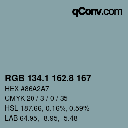 Color code: RGB 134.1 162.8 167 | qconv.com