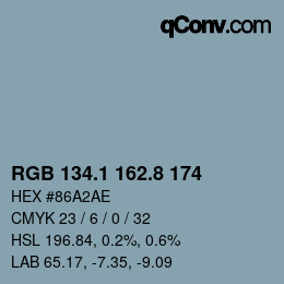 Código de color: RGB 134.1 162.8 174 | qconv.com
