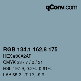 Color code: RGB 134.1 162.8 175 | qconv.com