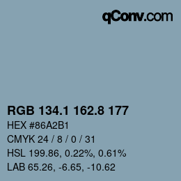 カラーコード: RGB 134.1 162.8 177 | qconv.com