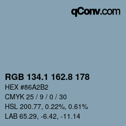 Color code: RGB 134.1 162.8 178 | qconv.com