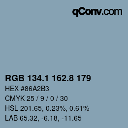 Color code: RGB 134.1 162.8 179 | qconv.com