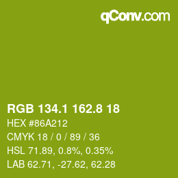 カラーコード: RGB 134.1 162.8 18 | qconv.com