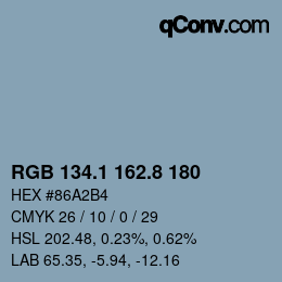 Farbcode: RGB 134.1 162.8 180 | qconv.com