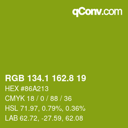 カラーコード: RGB 134.1 162.8 19 | qconv.com