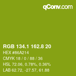 カラーコード: RGB 134.1 162.8 20 | qconv.com
