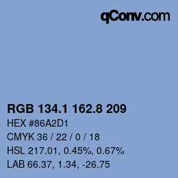 Código de color: RGB 134.1 162.8 209 | qconv.com