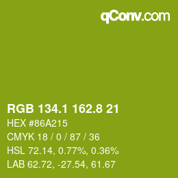 カラーコード: RGB 134.1 162.8 21 | qconv.com